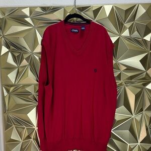 Chaps V-Neck Sweater in Bold Red